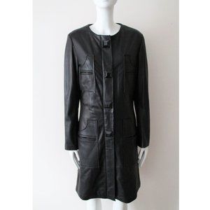 By Malene Birger Long Sheep Nappa Leather Coat / EU 40 Large Black Studs Jacket